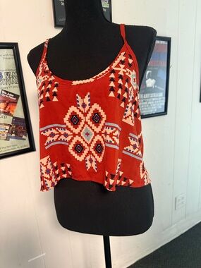 Wet Seal Red Patterned Cropped Camisole